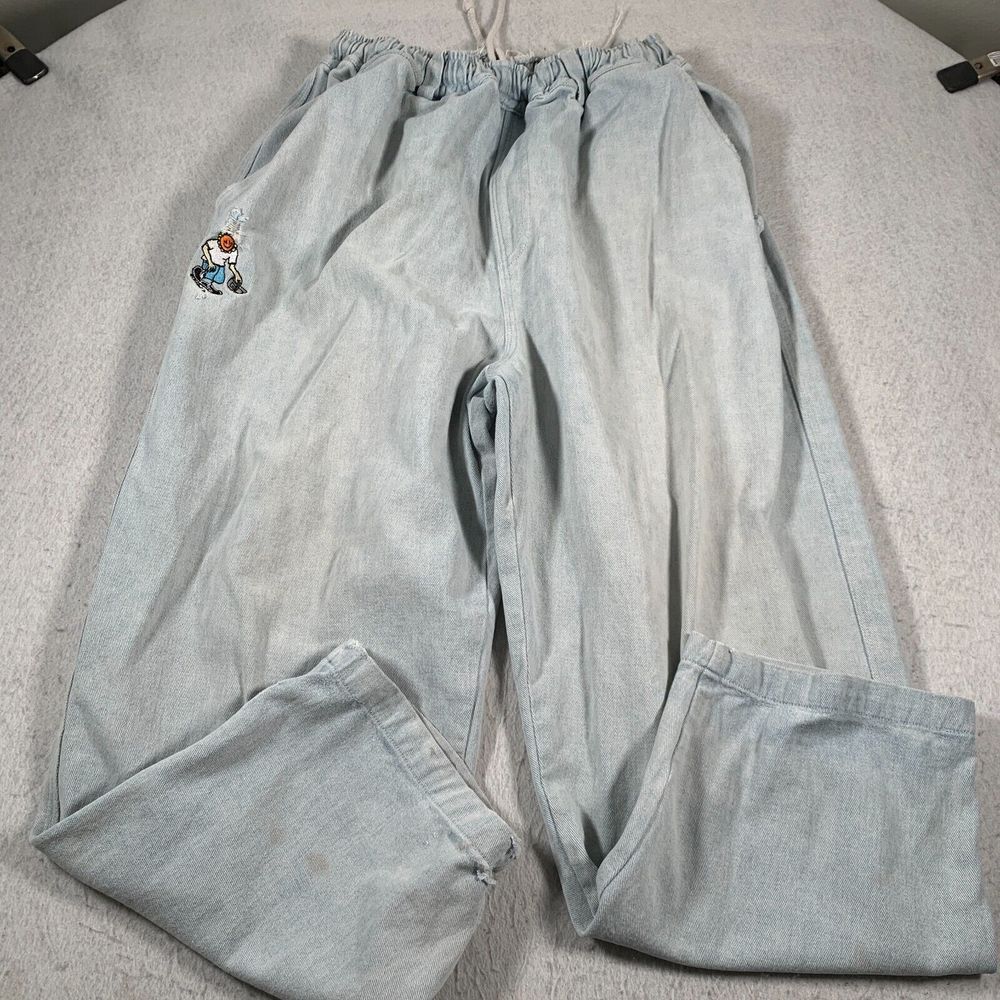 Star Jeans Mens Medium Blue Light Wash‎ Pull On Distressed Baggy Y2K